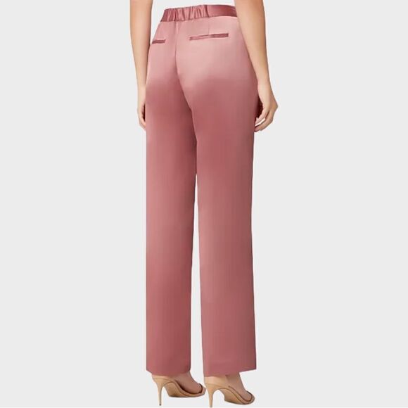 Tahari Arthur S. Levine Satin Straight-Leg Pants, Size 14P Beyond Rose NWOT - Picture 2 of 13